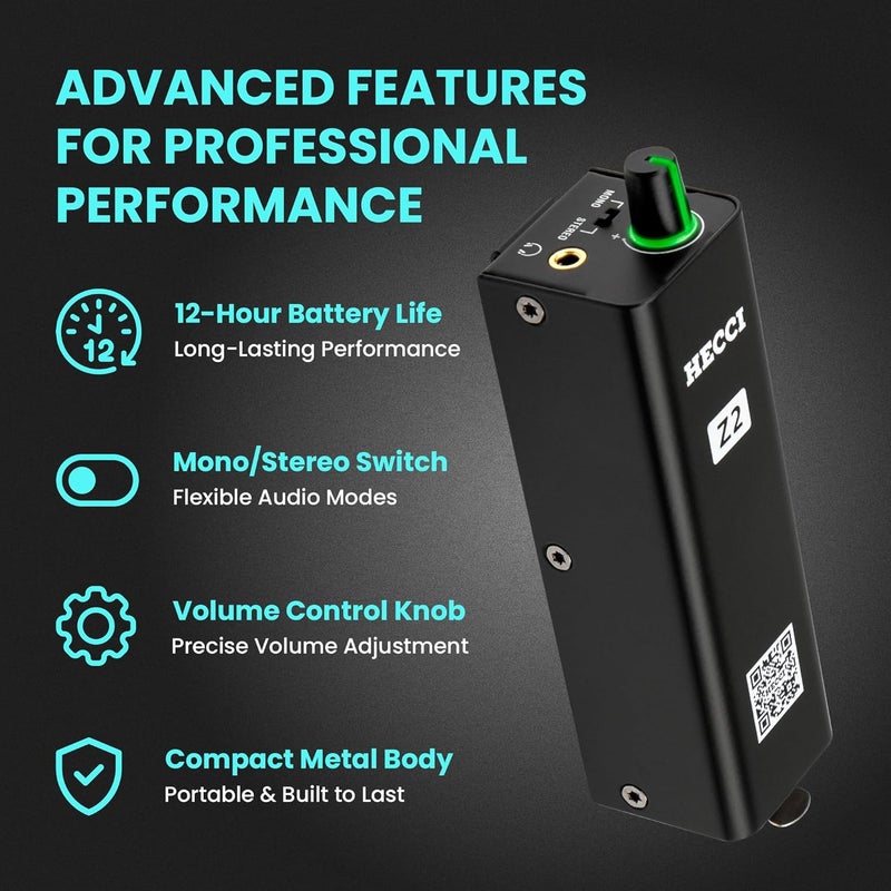 HECCI Z2 Wired Portable in Ear Monitor Amplifier, Headphone Amp with XLR and TRS Output, Headphone Amplifier with Stereo/Mono Switch for Keyboardists, Drummers, Guitar - Image 4